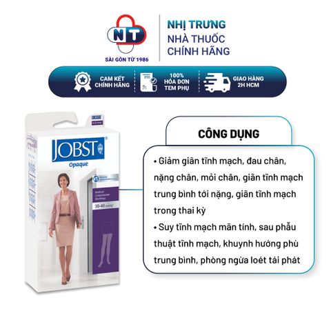  Vớ y khoa 2 đùi mỏng màu da kín ngón Jobst Opaque 