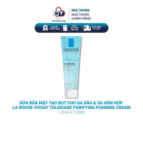  Sữa rửa mặt tạo bọt cho da dầu & da hỗn hợp La Roche-Posay Toleriane Purifying Foaming Cream 125ml 