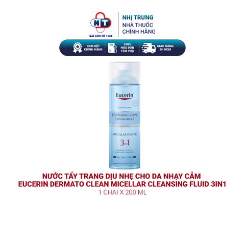  Nước Tẩy Trang Dịu Nhẹ Cho Da Nhạy Cảm Eucerin Dermato Clean Micellar Cleansing Fluid 3In1 200ml 