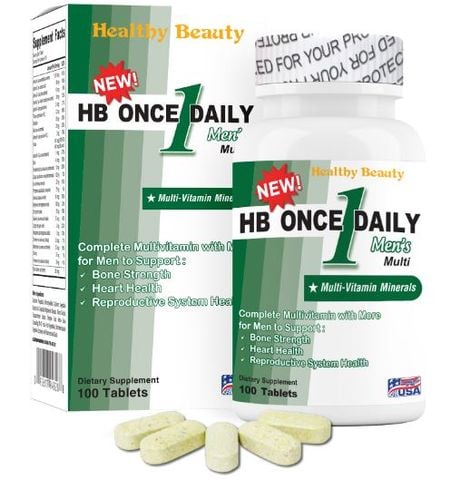  Vitamin tổng hợp và khoáng chất tăng sức đề kháng nam giới Healthy Beauty once 1 daily Men's Multi 100 viên 