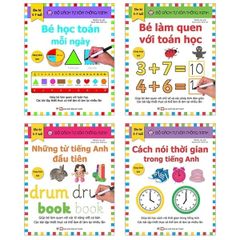 Bộ Sách Tự Xóa Thông Minh - Bé Học Toán + Tiếng Anh (5-7 Tuổi) (Bộ 4 Cuốn)