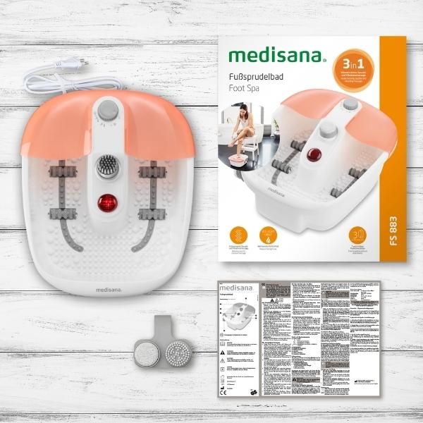 Bồn massage chân Medisana FS883 làm nóng nước, giữ ấm, rung sủi