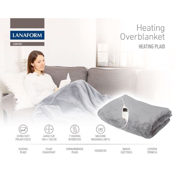 Chăn điện Lanaform LA180105 (130x160) 7 cường độ nhiệt, hẹn giờ 9h