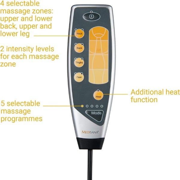 Đệm massage Medisana MM825 với 5 chương trình massage, 2 cường độ