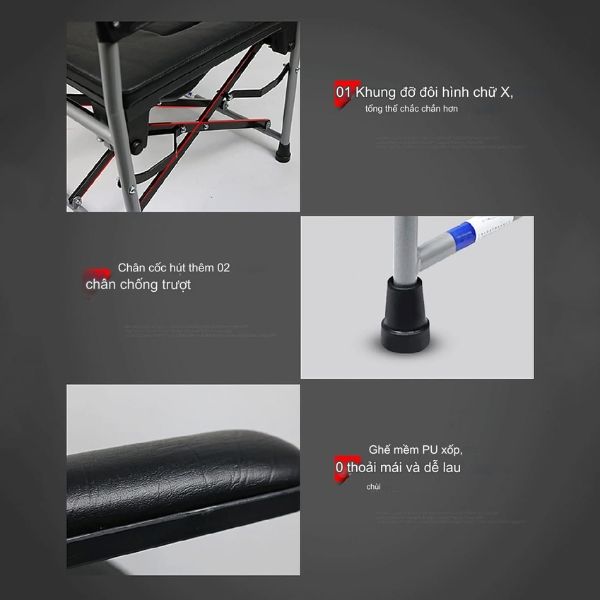 Ghế bô Lucass G36 đệm da không bánh xe chăm sóc người cao tuổi dễ dàng