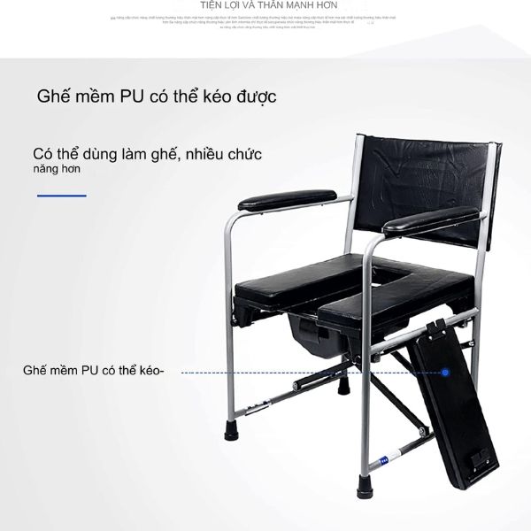 Ghế bô Lucass G36 đệm da không bánh xe chăm sóc người cao tuổi dễ dàng