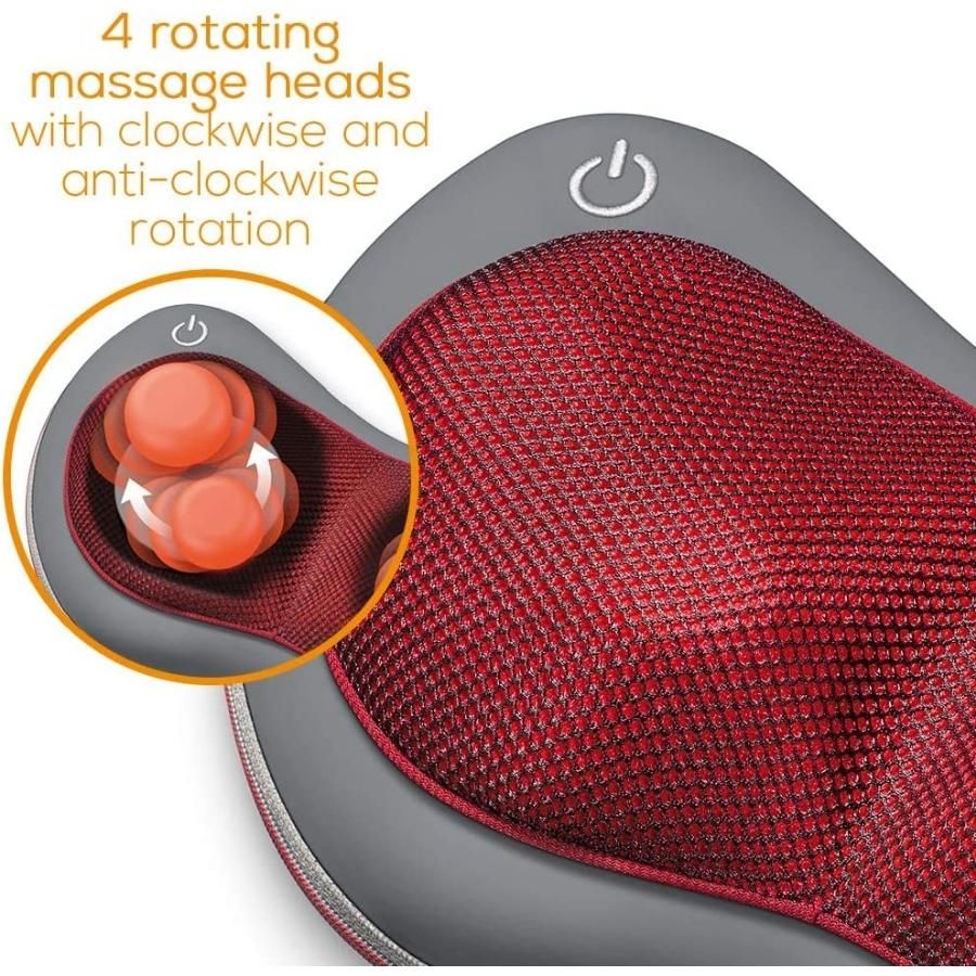 Gối massage Beurer MG149 thích hợp cho vai, cổ, lưng và chân, 4 đầu massage 3D