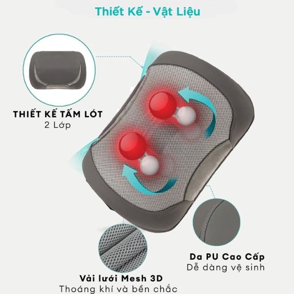 Gối massage HoMedics SP-100H-GB kèm nhiệt công nghệ Shiatsu 3D