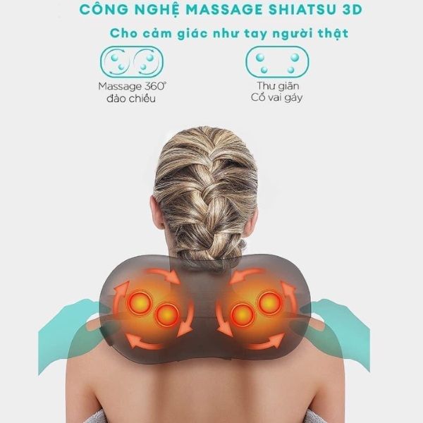 Gối massage HoMedics SP-100H-GB kèm nhiệt công nghệ Shiatsu 3D