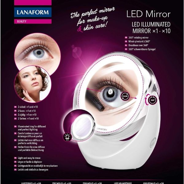 Gương trang điểm Lanaform Led Mirror x10 LA131004 với đèn led 12 chiếc