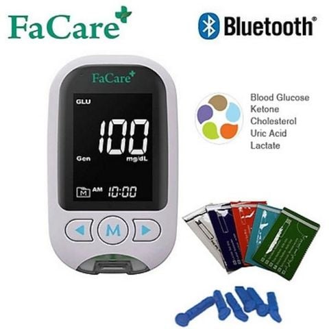 Máy đo đường huyết 5 in1 FaCare FC-M168 (Đo đường huyết, Mỡ máu, Gút, Ketone, Lactate)