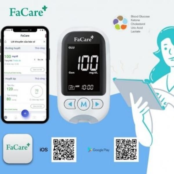 Máy đo đường huyết 5 in1 FaCare FC-M168 (Đo đường huyết, Mỡ máu, Gút,