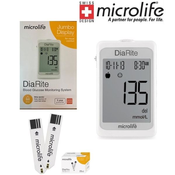 Máy đo đường huyết Microlife DiaRite BGM (Máy + 50 que thử)