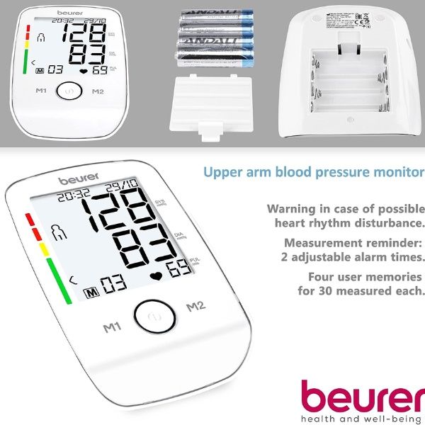 Máy đo huyết áp bắp tay Beurer BM45 chỉ báo huyết áp theo màu, tự động