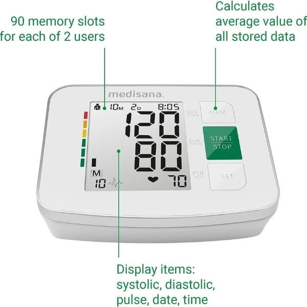 Máy đo huyết áp bắp tay Medisana BU516 nhập Đức kiểm soát nhịp tim