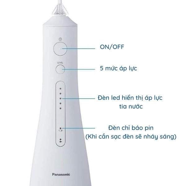 Máy tăm nước Panasonic EW1511 công nghệ sóng âm với 5 mức áp lực