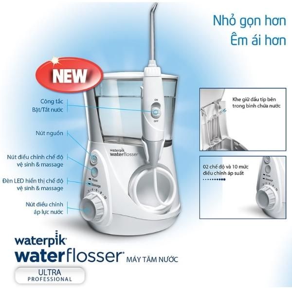 Máy tăm nước Waterpik WP660 (nhiều màu) với 7 đầu tăm, 10 mức áp lực