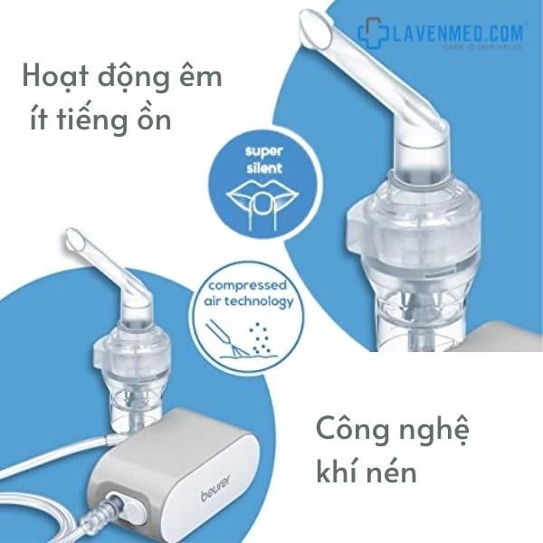 Máy xông khí dung Beurer IH58 thiết kế nhỏ, nhẹ và cực kỳ yên tĩnh