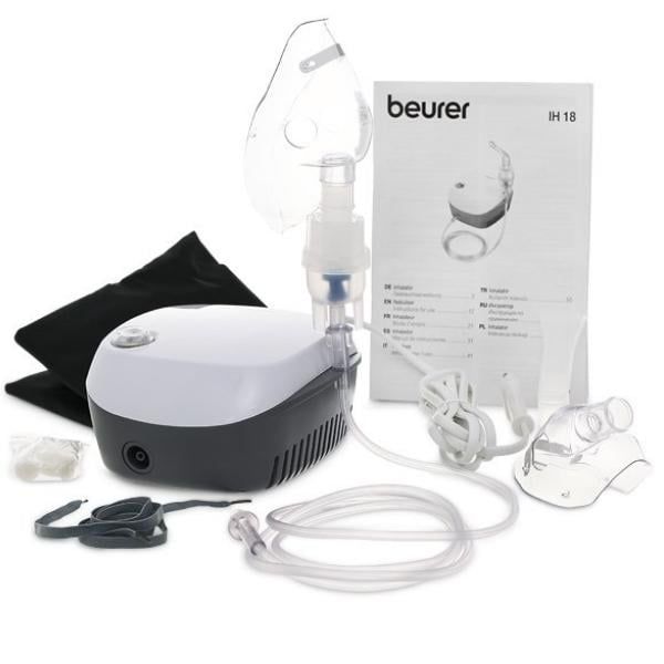 Máy xông mũi họng Beurer IH18 sử dụng công nghệ khí nén để phun sương thuốc dạng lỏng