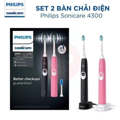 Bộ 2 Bàn chải đánh răng điện Philips Sonicare Protective Clean 4300 Plaque Control