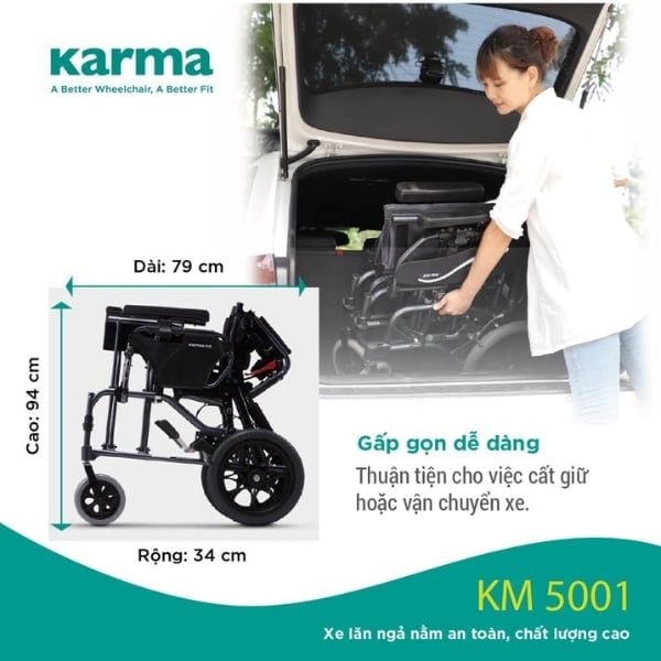 Xe lăn Karma KM-5001 có ngả nằm