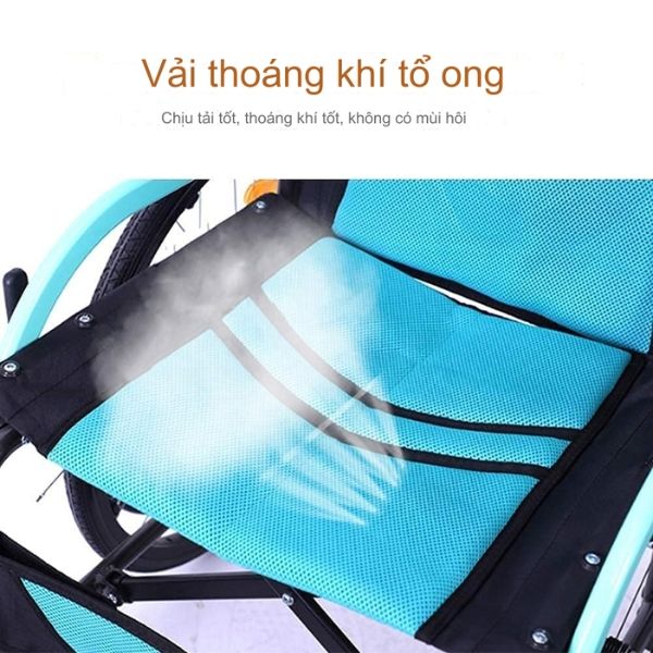 Vải thoáng khí tổ ong của Xe lăn tay nhôm Lucass X63L New siêu nhẹ chỉ 11.5kg