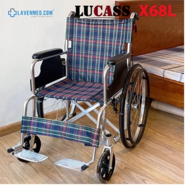 Xe lăn tay Lucass X68L khung hợp kim nhôm siêu nhẹ