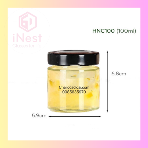 Hũ tròn cao thủy tinh nắp thiếc 100ml