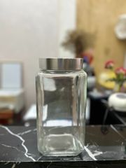 Hũ vuông thủy tinh nắp inox 1000ml