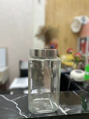 Hũ vuông thủy tinh nắp inox 1000ml