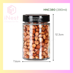 Hũ tròn cao thủy tinh nắp thiếc 380ml