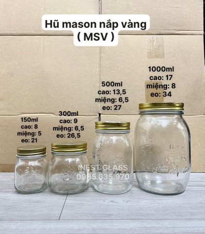 Lọ thuỷ tinh Mason nắp nhôm đựng gia vị, thực phẩm