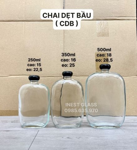 Chai thủy tinh dáng bầu dẹt 350ml