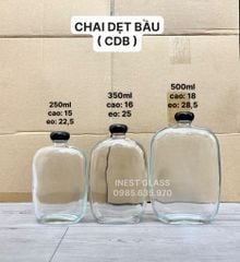 Chai bầu dẹt thuỷ tinh các cỡ đựng cafe, nước ép các loại