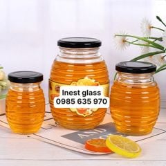 Hũ thuỷ tinh hình ong nắp thiếc vặn các cỡ