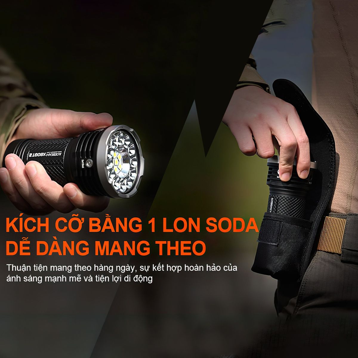  Đèn Pin Cắm Trại Du Lịch ACEBEAM X80-GT, 2 Độ Sáng 34000Lm Chiếu Xa 498M, 4 Pin Sạc 18650 (Kèm Theo) 