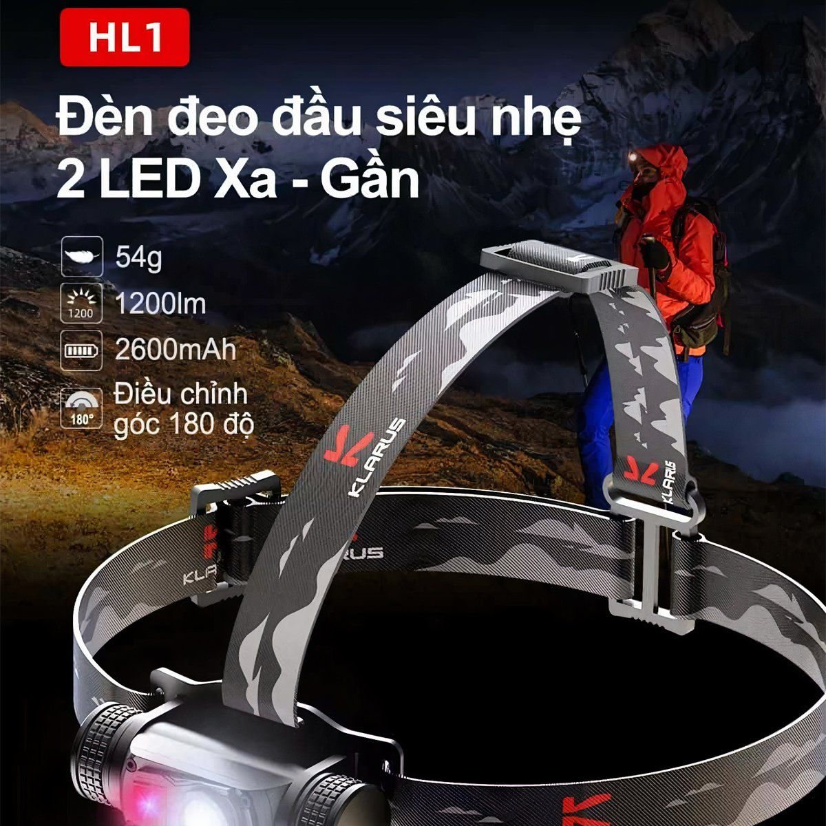  Đèn pin đội đầu KLARUS HL1 