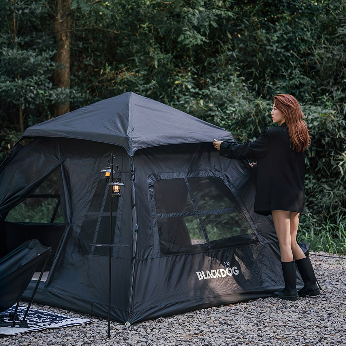 Lều Cắm Trại Du Lịch Tự Bung 3-4 Người Blackdog Two Doors And Two Windows Tent 