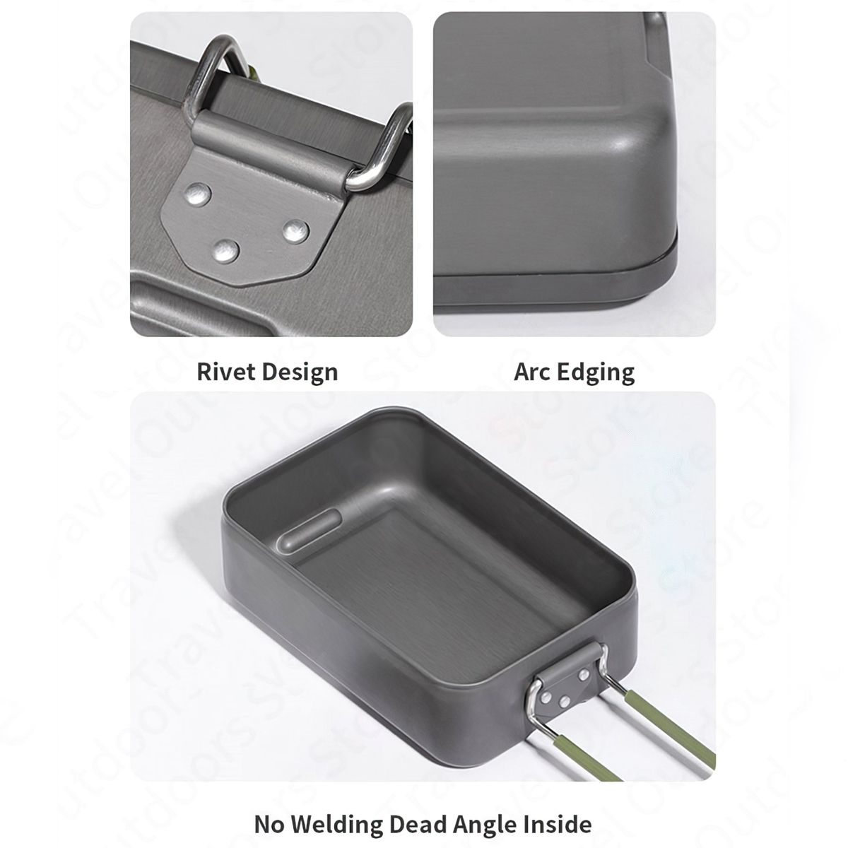  Hộp Nấu Ăn Bằng Nhôm Cắm Trại Có Tay Cầm Naturehike Aluminum Alloy Square Lunch Box 