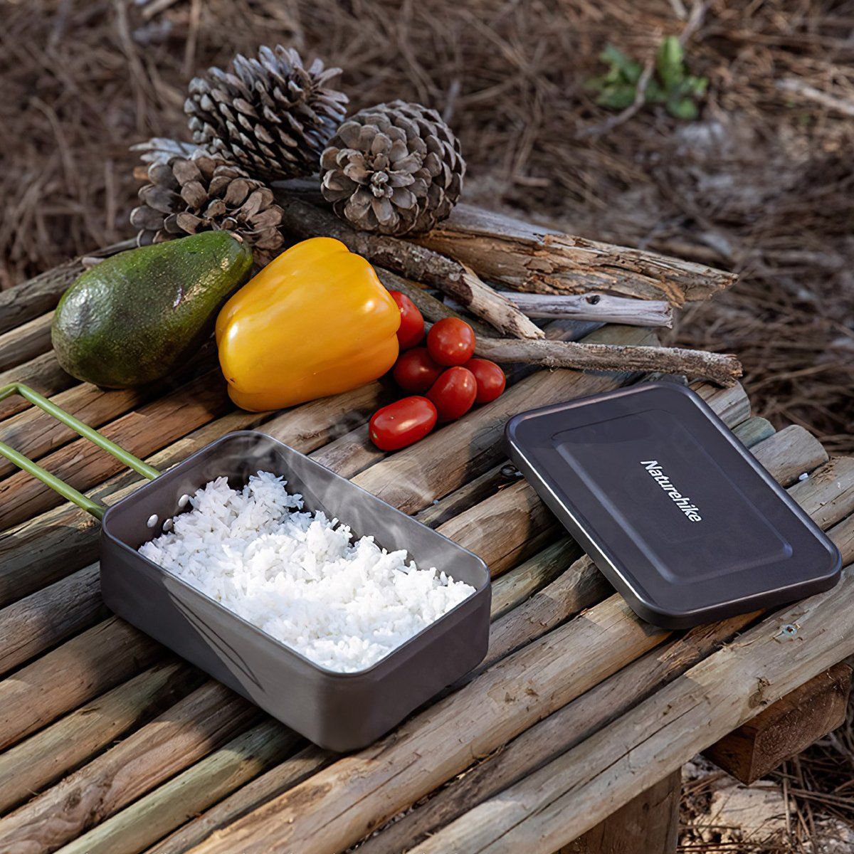  Hộp Nấu Ăn Bằng Nhôm Cắm Trại Có Tay Cầm Naturehike Aluminum Alloy Square Lunch Box 