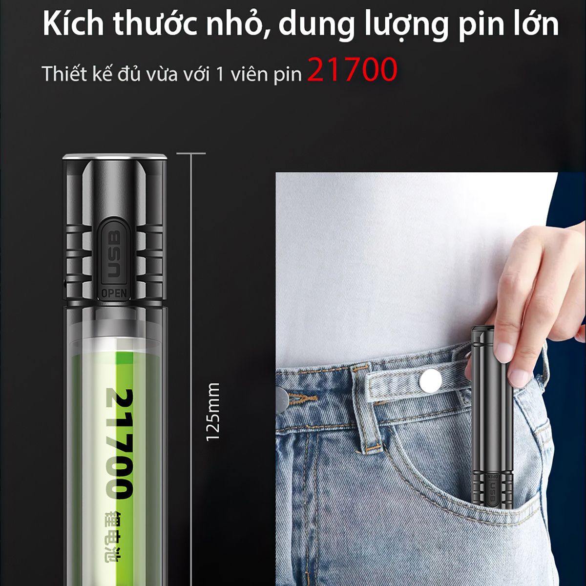  Đèn pin Cắm Trại Du Lịch KLARUS EC20 sáng 1100 lumen chiếu xa 200m pin 21700 4000mAh sạc USB C kiêm power bank 