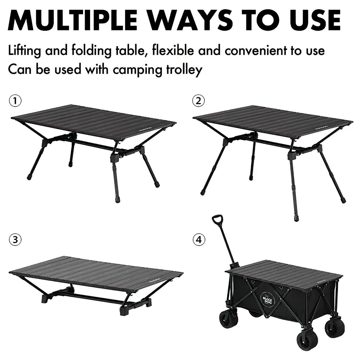  Bàn Nhôm Cắm Trại Gấp Gọn Tùy Chỉnh Độ Cao Blackdog Aluminum Alloy Folding Table 