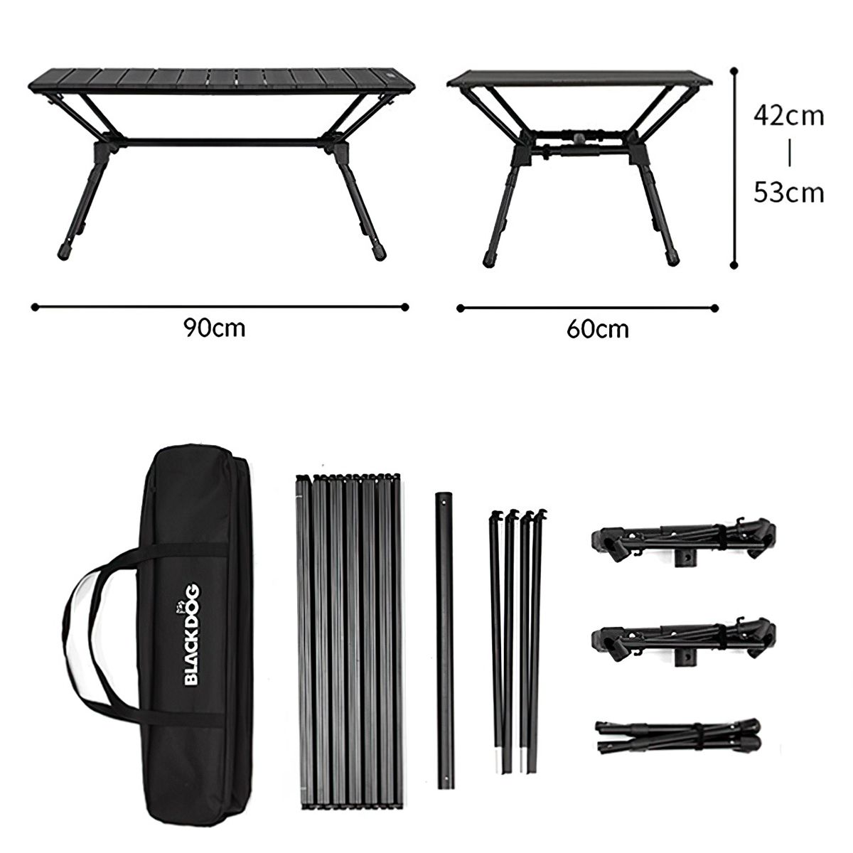  Bàn Nhôm Cắm Trại Gấp Gọn Tùy Chỉnh Độ Cao Blackdog Aluminum Alloy Folding Table 