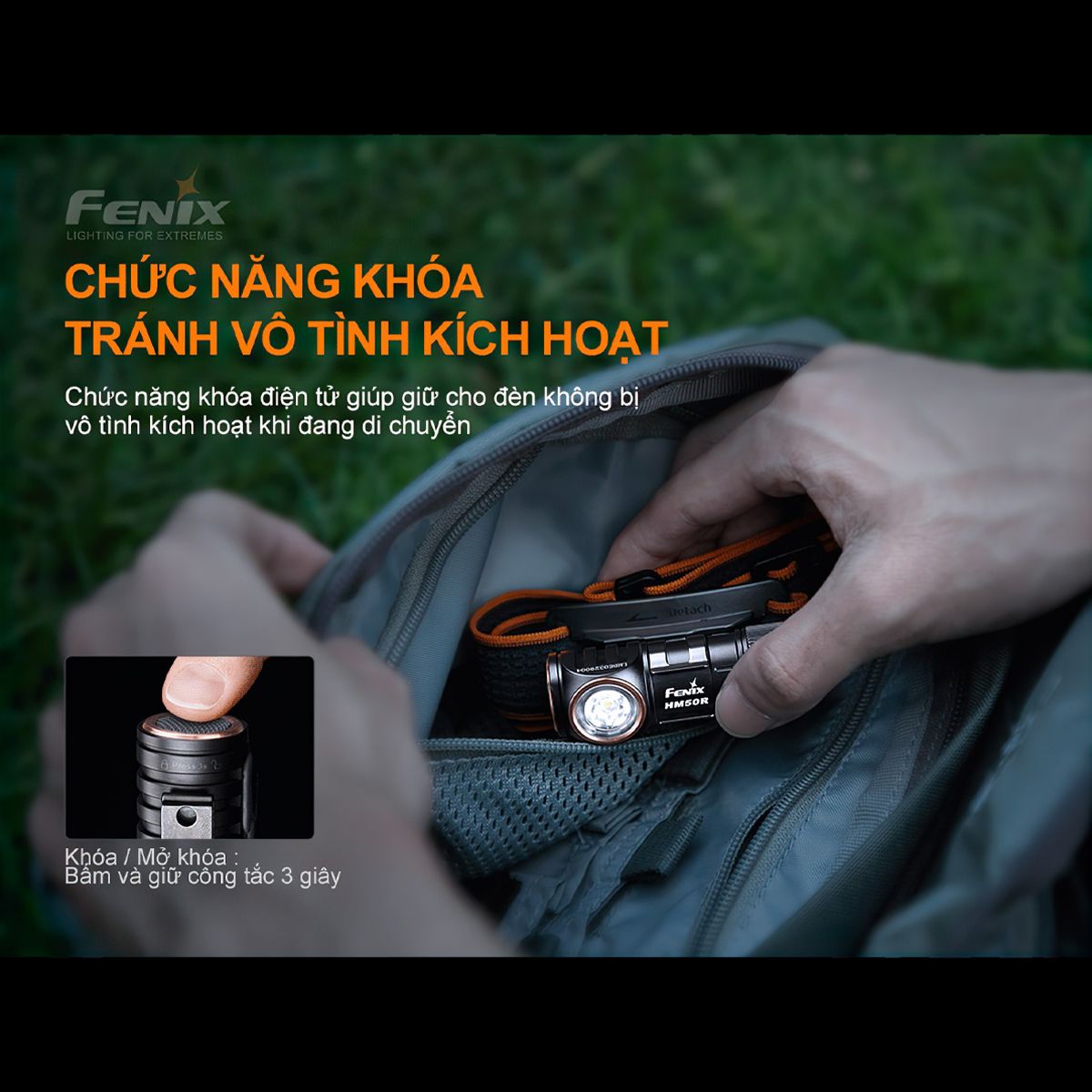  Đèn Pin Đội Đầu Cắm Trại Du Lịch Fenix Hm50R V2.0 Độ Sáng 700 Lumen Chiếu Xa 115M 