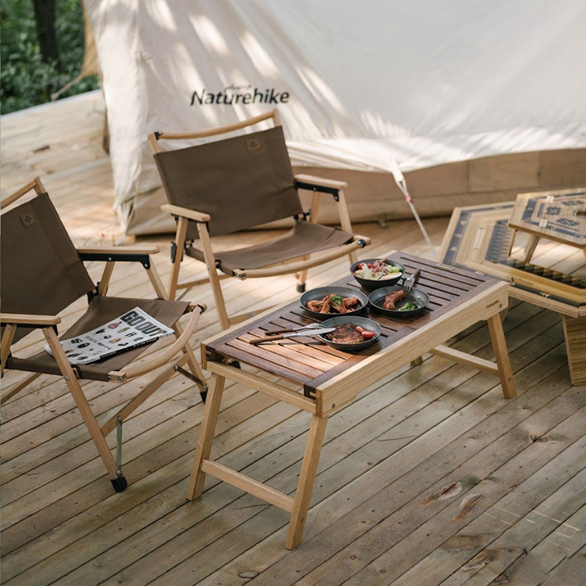  Bàn Gỗ Cắm Trại Gấp Gọn Ray Trượt NatureHike 