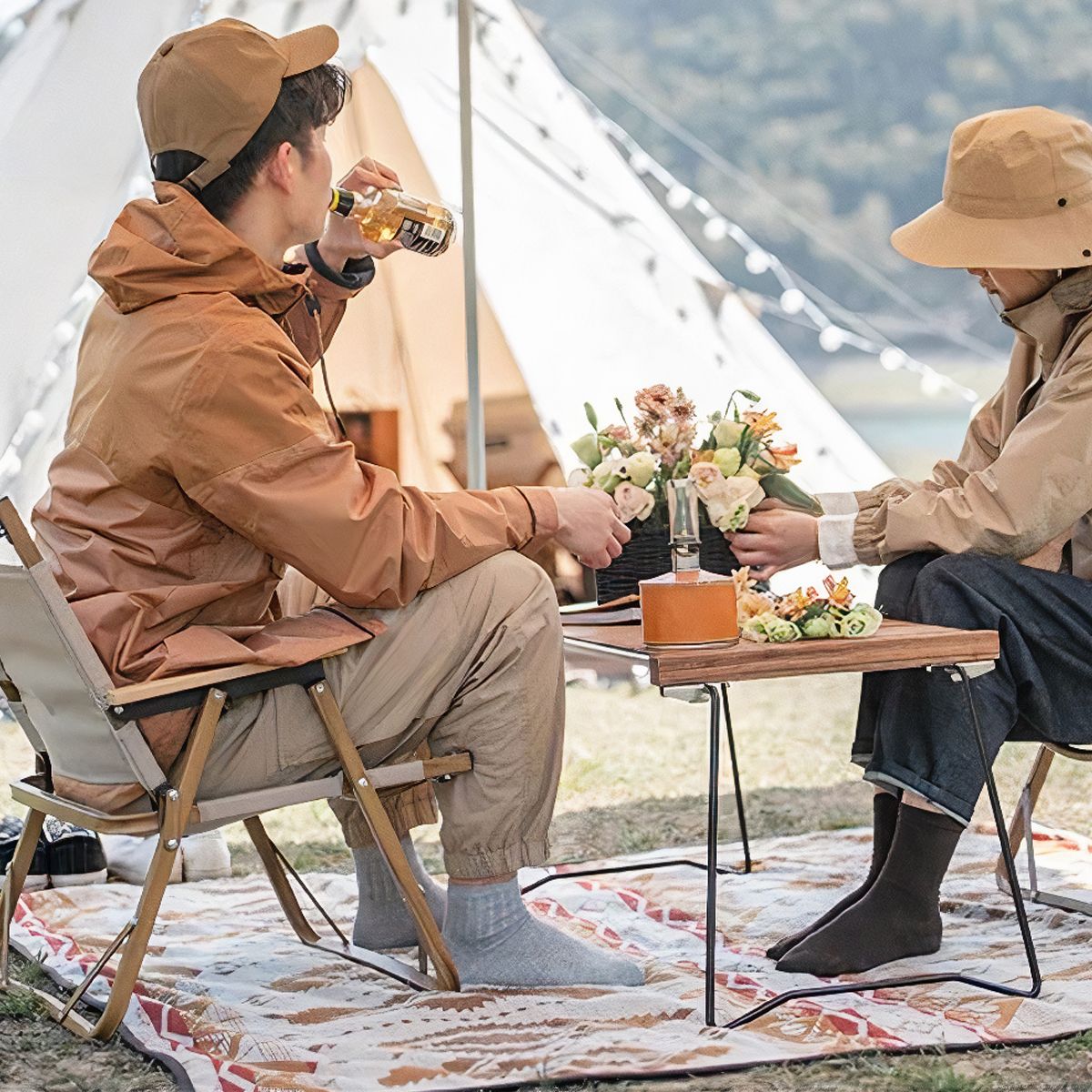  Bàn Gỗ Dã Ngoại Khung Thép IGT Naturhike Glamping 