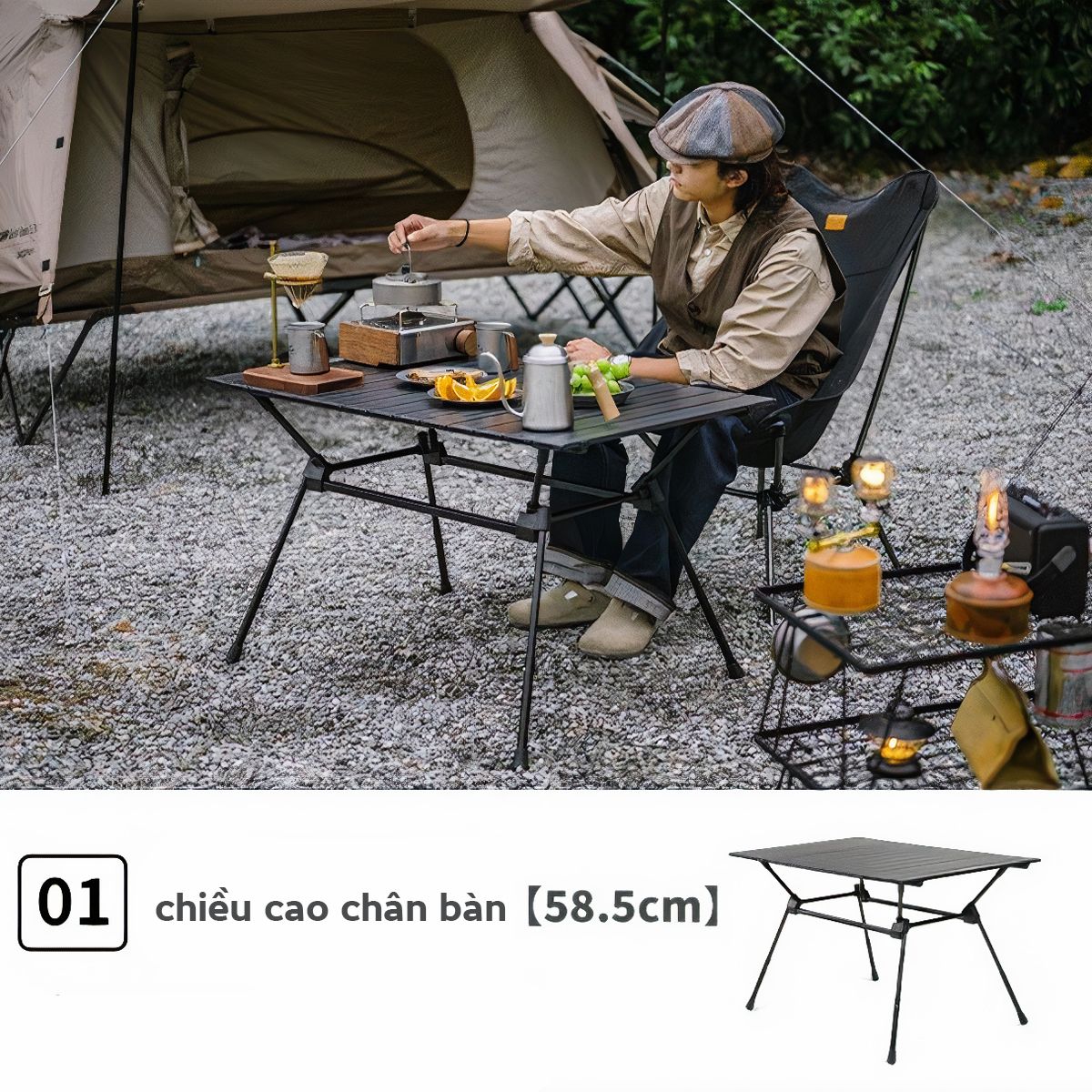  Bàn nhôm cắm trại gấp gọn điều chỉnh độ cao FT12 NatureHike CNH22JU025 