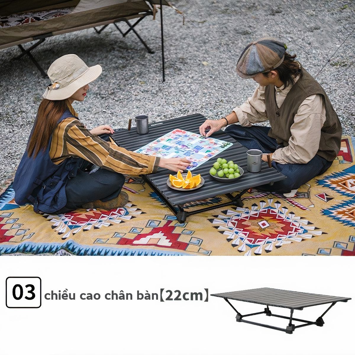  Bàn nhôm cắm trại gấp gọn điều chỉnh độ cao FT12 NatureHike CNH22JU025 