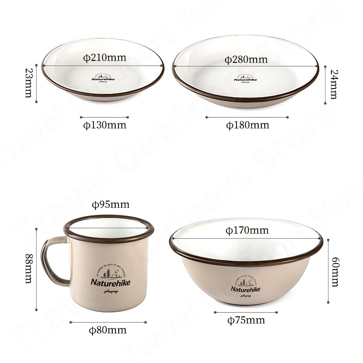  Bát Đĩa Cắm Trại Du Lịch Tráng Men Naturehike 