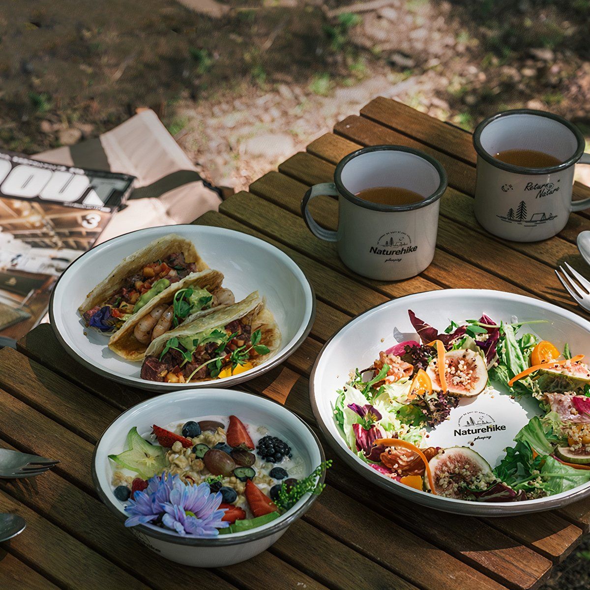  Bát Đĩa Cắm Trại Du Lịch Tráng Men Naturehike 